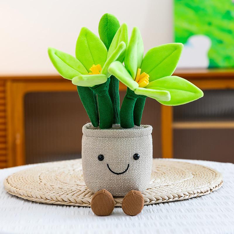 

Cartoon Lily Flower Potted Plush Pendant With Peach Cotton Filling For Kids And Gifting 12cm зелений