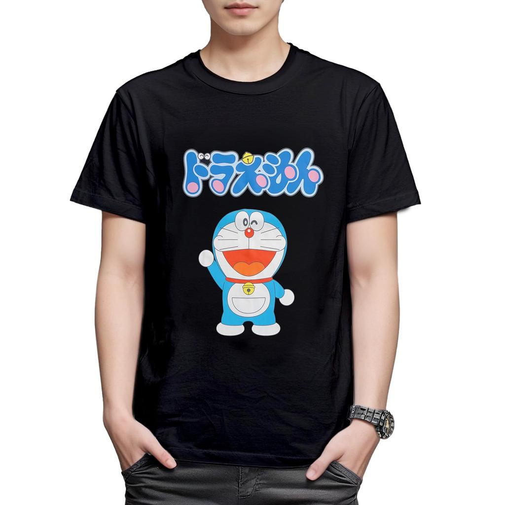 Fineplus Doraemon Logo Short Sleeve T-Shirt, Simple Character Merchandise