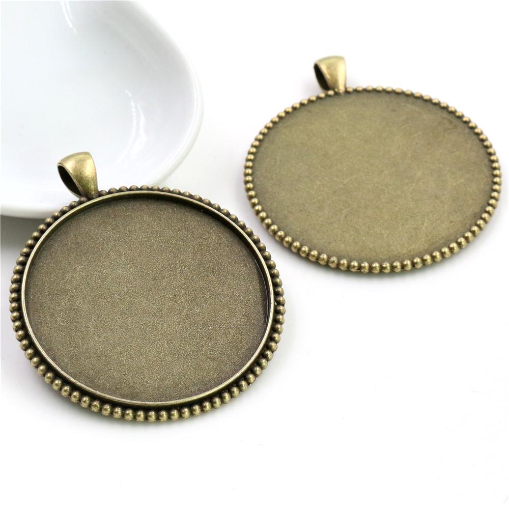 

5pcs/lot 40mm Inner Size Antique Bronze and Silver Plated Black colors plated Fashion Style Cabochon Base Setting Charms Pendant бронзовий