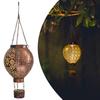 Solar Decorative Night Light 600mAh Metal Glowing Hollow Lantern Iron Retro Hot Air Balloon Light for Indoor Outdoor Garden Yard