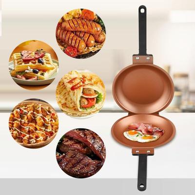 Forma para panquecas dupla face com tampa Forma antiaderente reversível para bolos para panquecas perfeitas Forma flip master de aço inoxidável para omeletes fofas Café da manhã