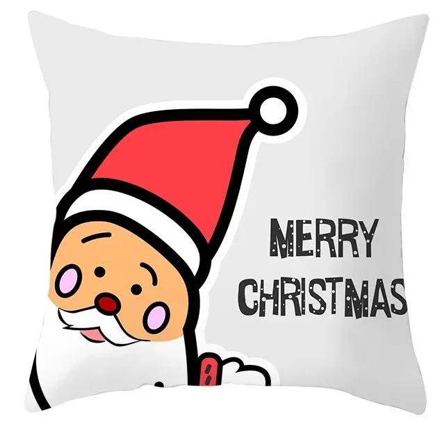 40/45/50/60cm Merry Christmas Santa Claus Printed Cushion Cover for Home Living Room Sofa Decoration Square Pillowcase