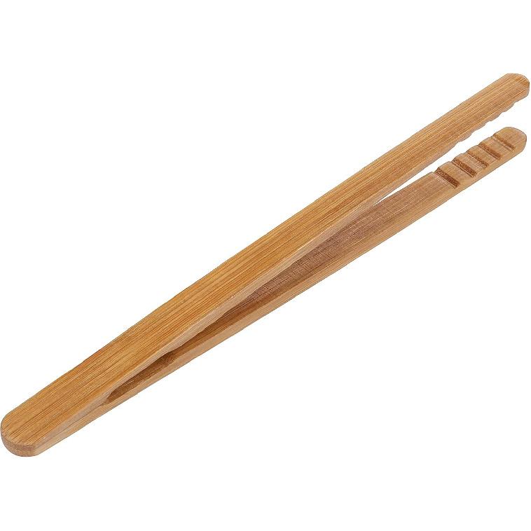 I-MART Toast Tongs Bamboo 7 Inch Set of 2 Wooden Tongs for Toaster Small Cooking Tongs Heat Resistant Natural Kitchen Utensils for Toast Bacon