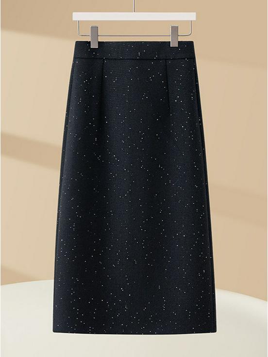 Sequined Mid-Length A-Line Skirt - 2025 Autumn/Winter Slit Hip-Hugging Style for Women
