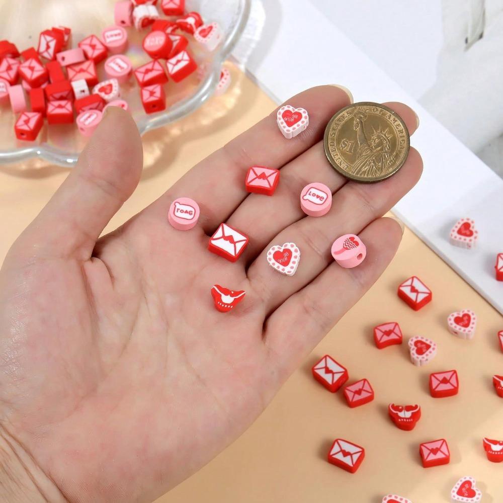 20/50/100 pieces 10mm clay bead bracelets made of red/pink rose envelopes, heart-shaped polymer clay bead jewelry, DIY bracelets, earrings accessories
