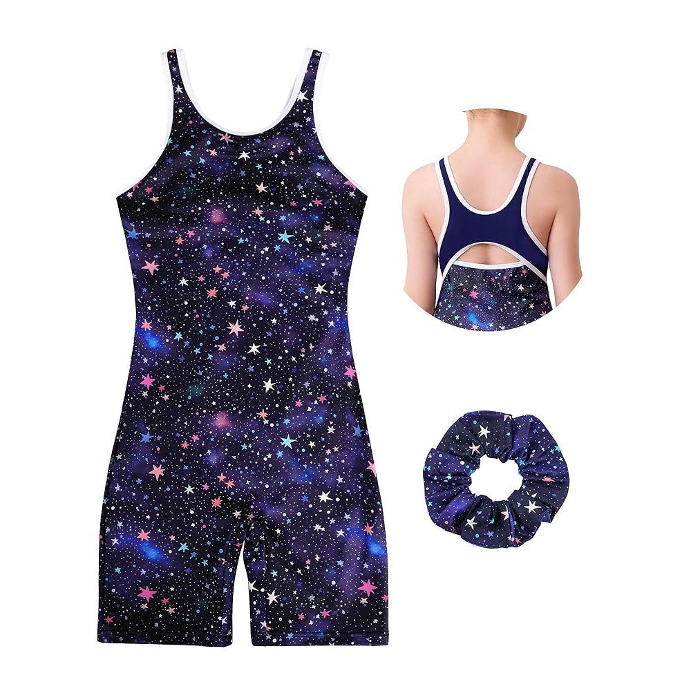 CHARMLEAKS Gymnastics Leotards for Girls Dance Unitard Biketards Racerback Tumbling Outfits with Scrunchie