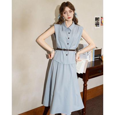 Elegantes Sommer-Zweiteiler-Set 2026: Ärmelloses Oberteil mit Taillenschnürung & High-Waist-Rock