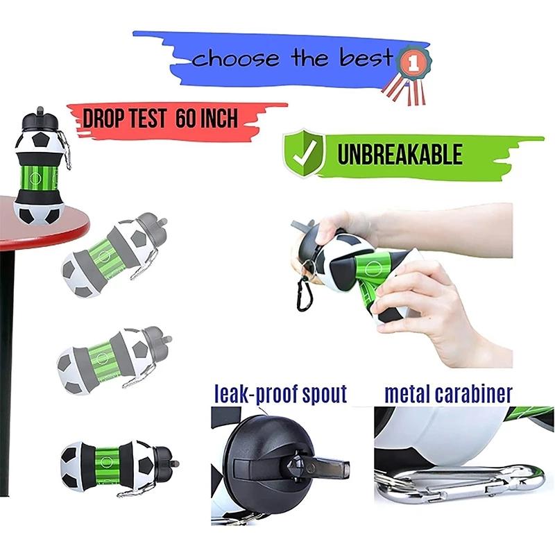 Outdoor Sport Silikon Faltbar Kreativ Tragbar Fallfest Auslaufsicher Fußball Basketball Ball Kinder Schüler Wasserflasche Becher