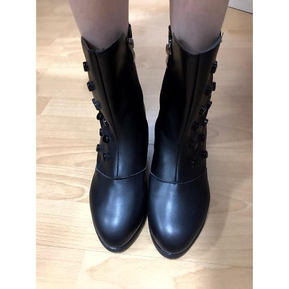 Bottes courtes à talons hauts épais pour femmes en cuir souple boutons latéraux en peluche bottes en cuir Martin zippées