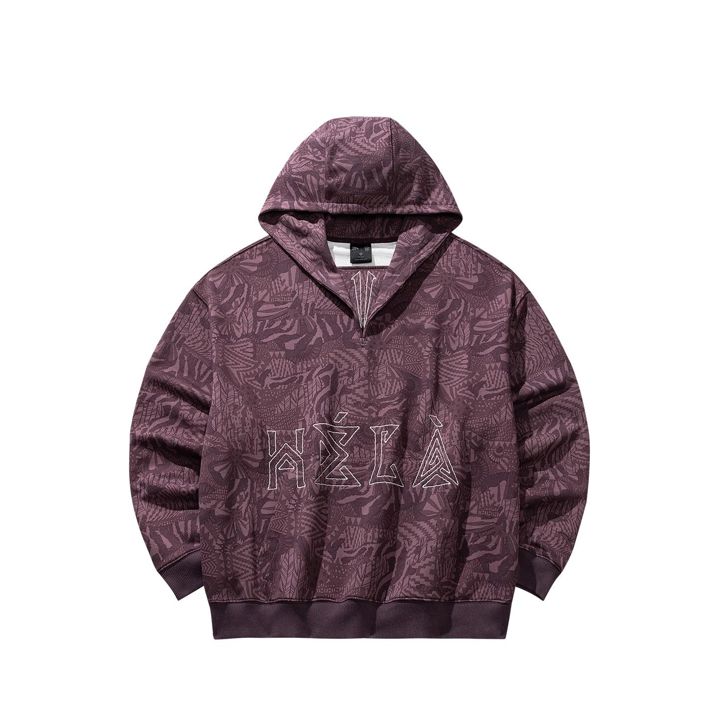 Anta Unisex Jacquard Embroidered Hooded Knit Sweatshirt Dark Purple 972611709-4 S