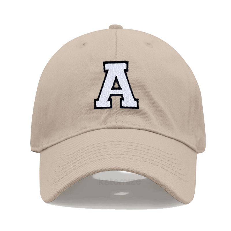 Initial Letter A-Z Embroidered Khaki Baseball Cap for Women Men Fashion Adjustable Soft Cotton Dad Hat Unisex Classic Golf Caps