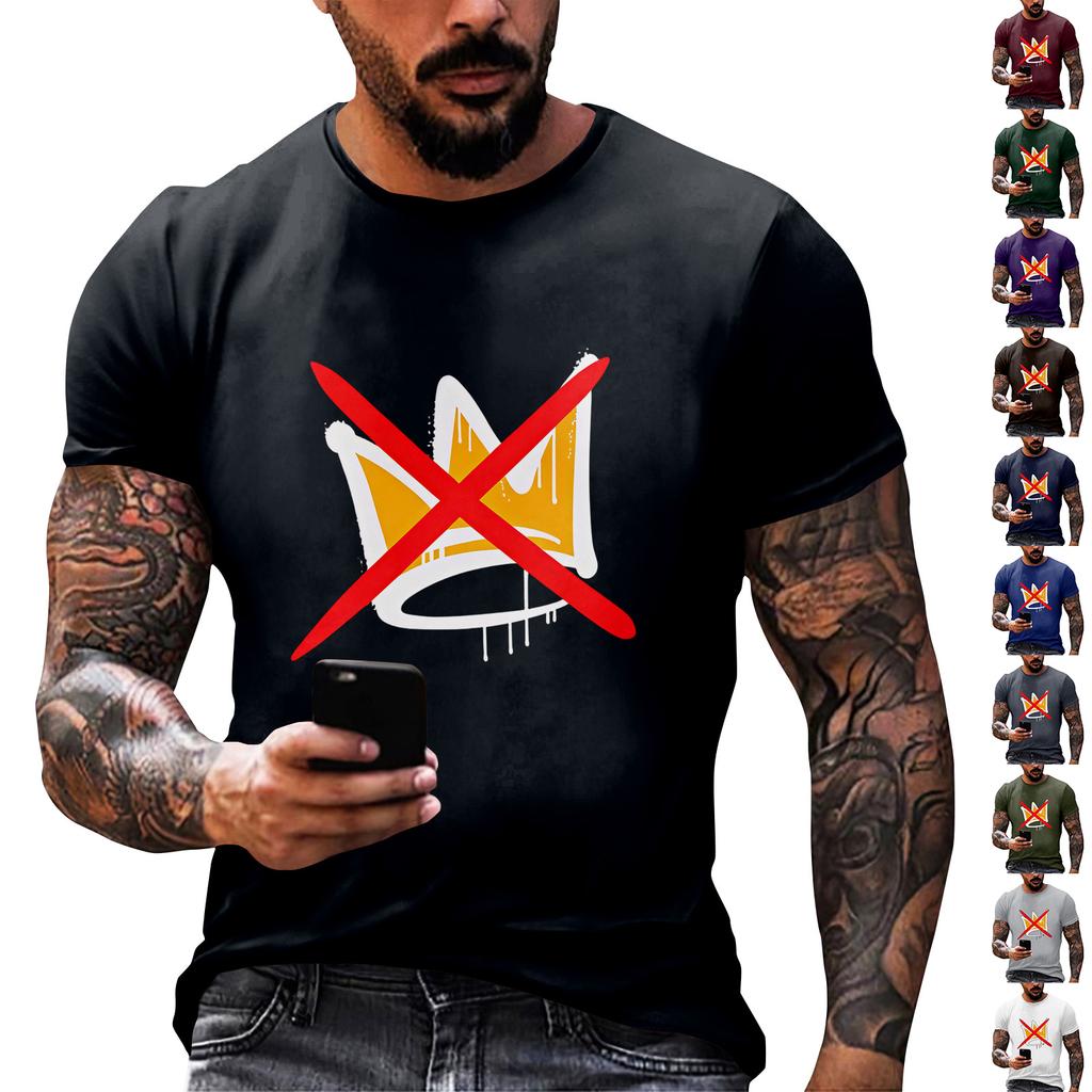 Men's  Neck Short-Sleeve T-Shirt With American Political Print