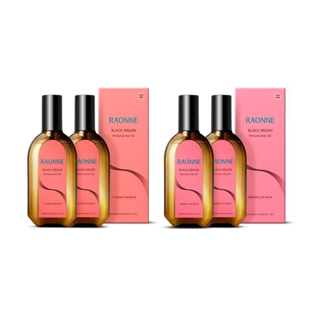 RAONNE - Black Argan Perfume Hair Oil Duo Set - 2 Types Flower Shower