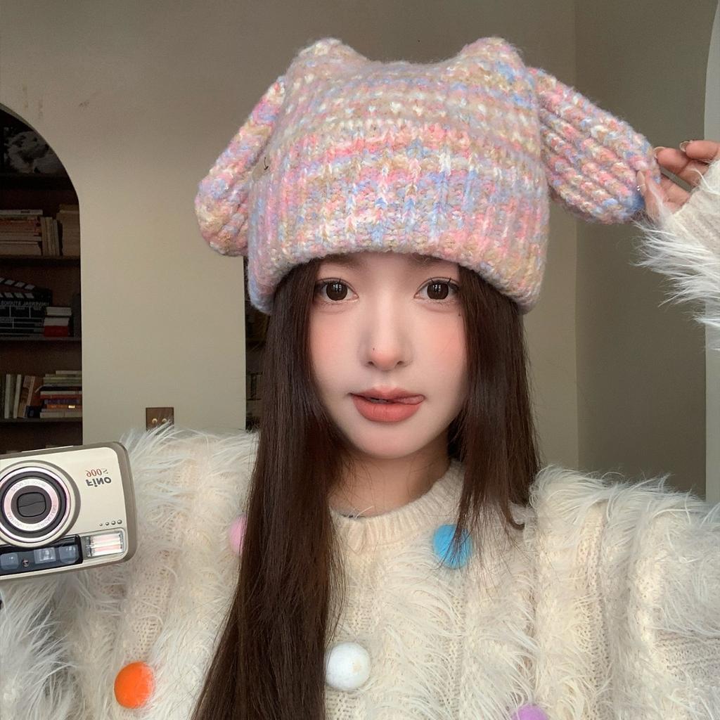 Woolen Hat for Women In Autumn and Winter Large Head Circumference  Small Face  Small Knitted Hat Warm and Cold-proof Baotou Hat