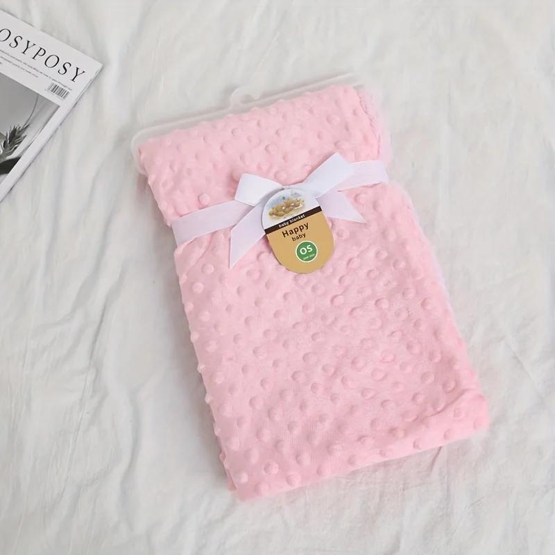 90x73cm Baby Bean Blanket - Bubble Design Double Layer Warm Solid Color Sensory Security Blanket for Stroller/Car Seat/Travel