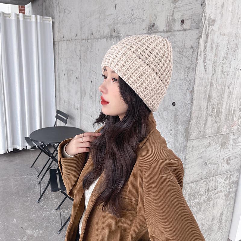 Green Hat Candy Color Thick Woolen Hat for Women In Autumn and Winter Korean Couple Knitted Hat Japanese Pullover Cold Hat
