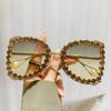 Fashion Vintage Diamond Oversized Sunglasses Women Luxury Brand Designer Sun Glasses Big Frame Punk Crystal Rhinestone Shades