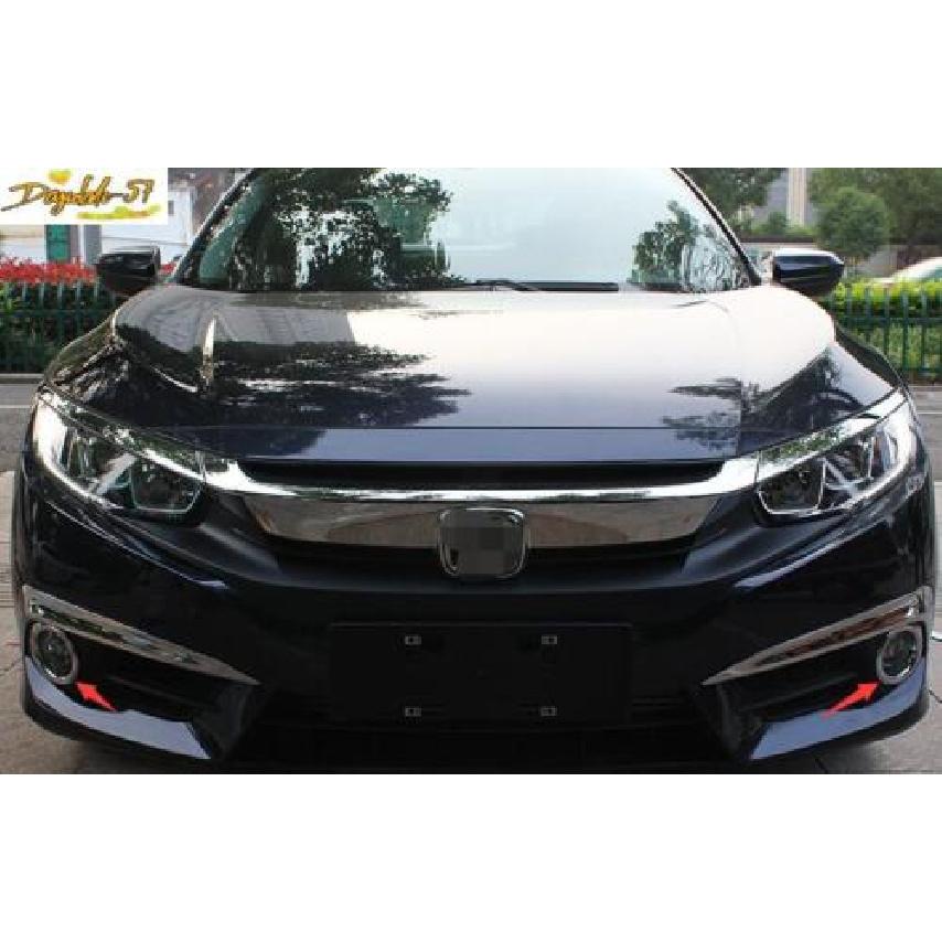 For Honda Civic Sedan/Coupe 2016-2018 Front Fog Light Lamp Ring ABS Chrome Cover