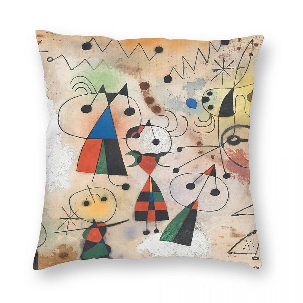 Joan Miró Square Pillowcase Polyester Linen Velvet Pattern Zip Decor Home Cushion Case 45X45