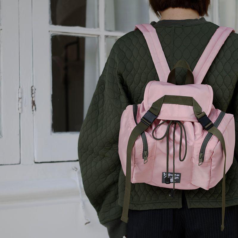 

Housedesign Original 2025 Retro Fashion Mini Backpack Work Clothing Contrast Color Backpack Niche Style Bag for Women Pink