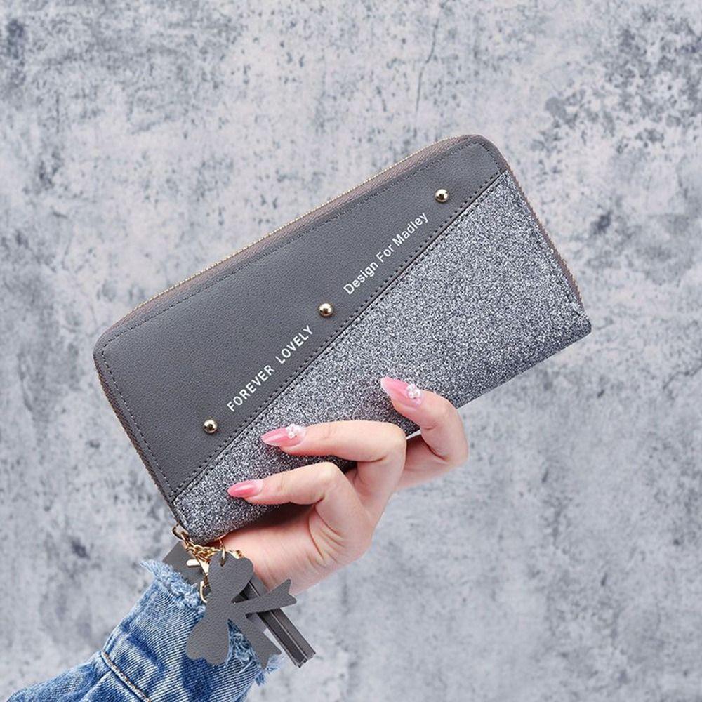 Tassel Pendant Women Long Purse PU Leather Square Card Bag Fashion Woman Clutch Wallet  Travel