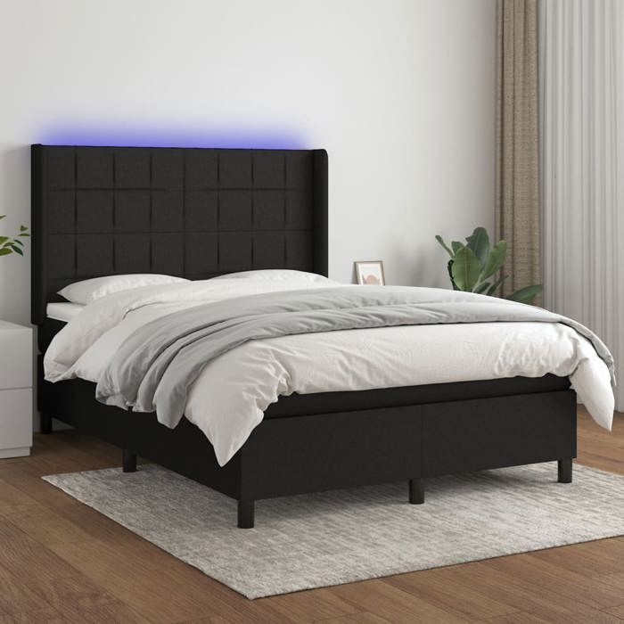 VidaXL Sommier à Lattes de Lit avec Matelas et LED, Lit Rembourré, Lit Double, Lit Adulte de Chambre à Coucher Intérieur, 3138319