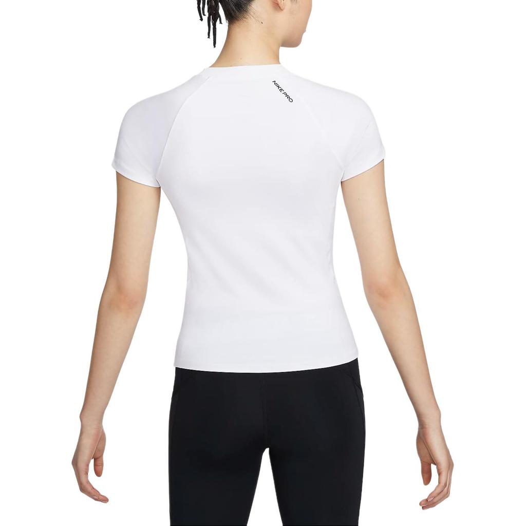 Nike Pro Dri-Fit Quick-Dry Solid Color Breathable Mesh Training T-Shirt Women Tops White FV7843100