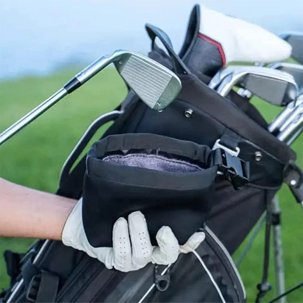 Portable Golf Accessory Cleaning Bag with Detachable Clip Golf Scrub Bag Waterproof Liner Golf Club Cleaner & Ball Cleaning Bag