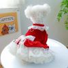 Small Medium Dog Lightweight Velvet Tulle Dress Puppy Cat Christmas Costume Girl Princess Clothes with Bow (Medium, Red)
