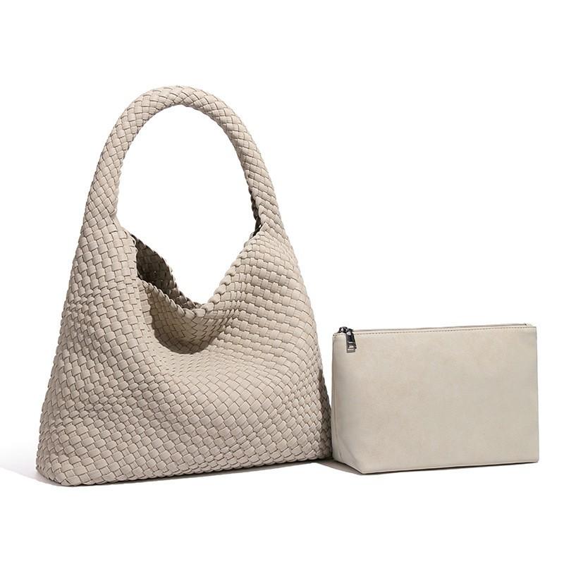

Niche Design Pu Soft Leather Hand-woven Tote Bag All-match Shoulder High-end Commuting Underarm Bucket