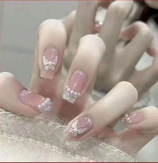 Little Bear Glitter Blush Aurora Gradient Nail Art - Sweet Pure Desire Style