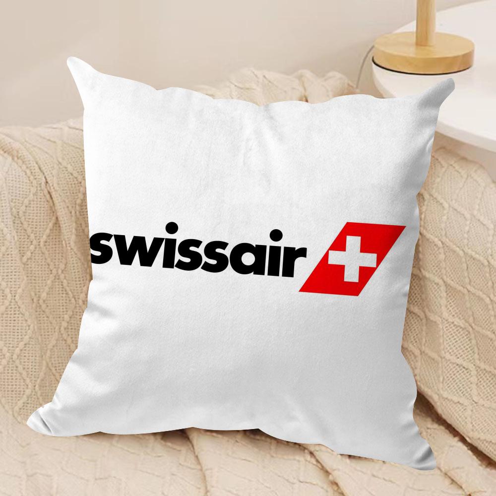 Swiss Airlines S-Swissair Cushion Cover Soft Plush Fabric Double-Sided Printed Sofa Cushion Cover for All Seasons Home DecorGift