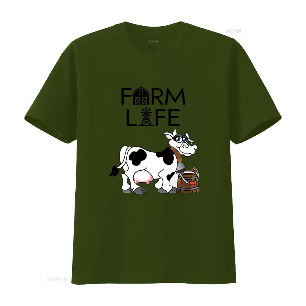 FARM LIFE Casual Womens T Shirt White vintage Washed homme graphic Stretched designer clothes streetwear Slightly Stylish