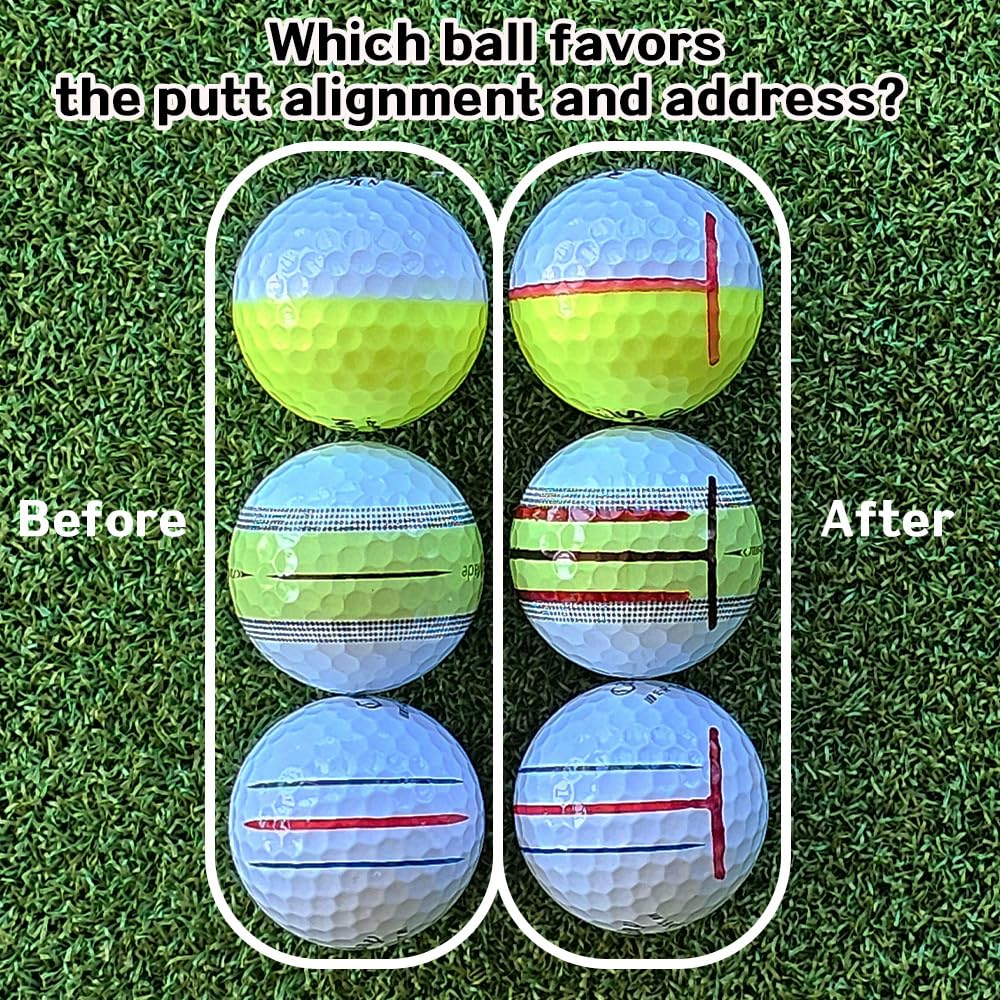 BIRDIE79 Birdie Liner Golf Ball Marker Alignment Tool Triple Line Golf Stencil with 3 Color Pen and Gift Box Patent Pending T-Putt - -