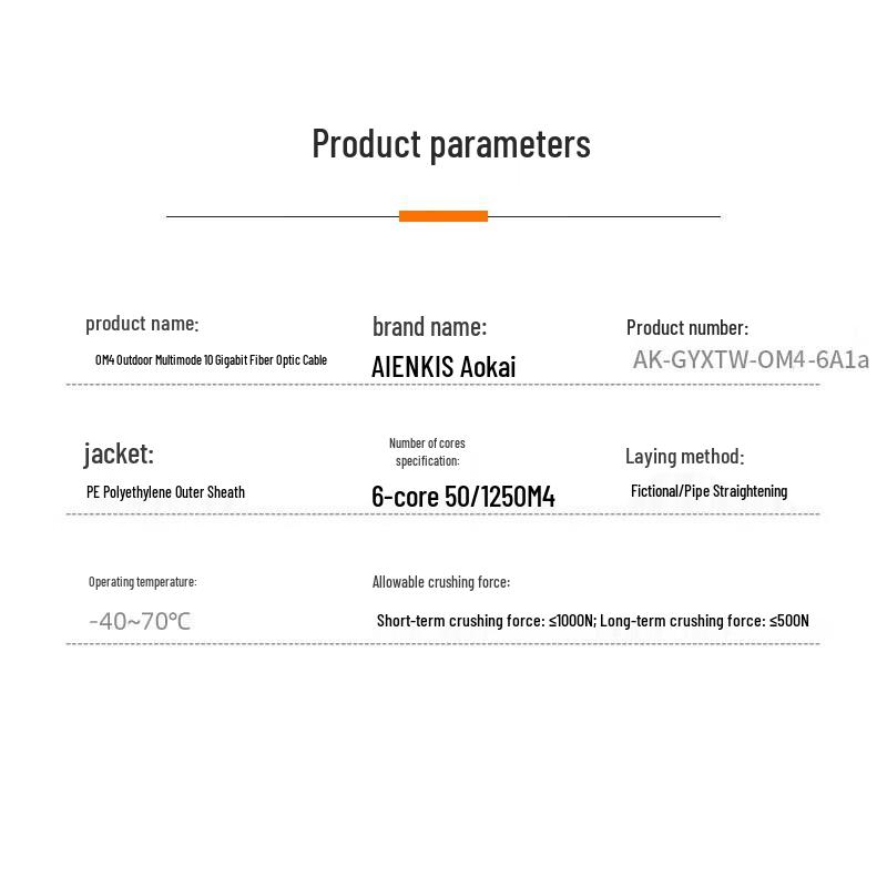 AIENKIS OM4 6-Core Armored Outdoor Multimode Fiber Optic Cable