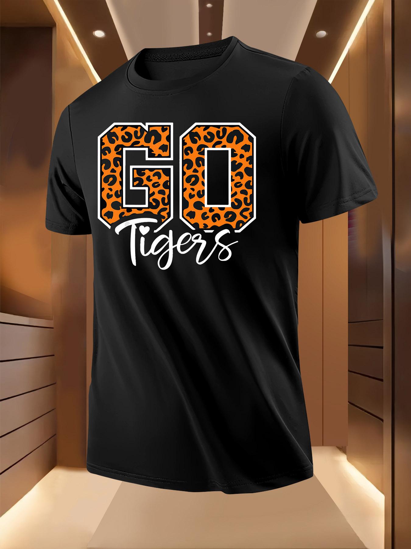 Summer Tshirt with Bold Leopard Print GO Tigers Design ... S