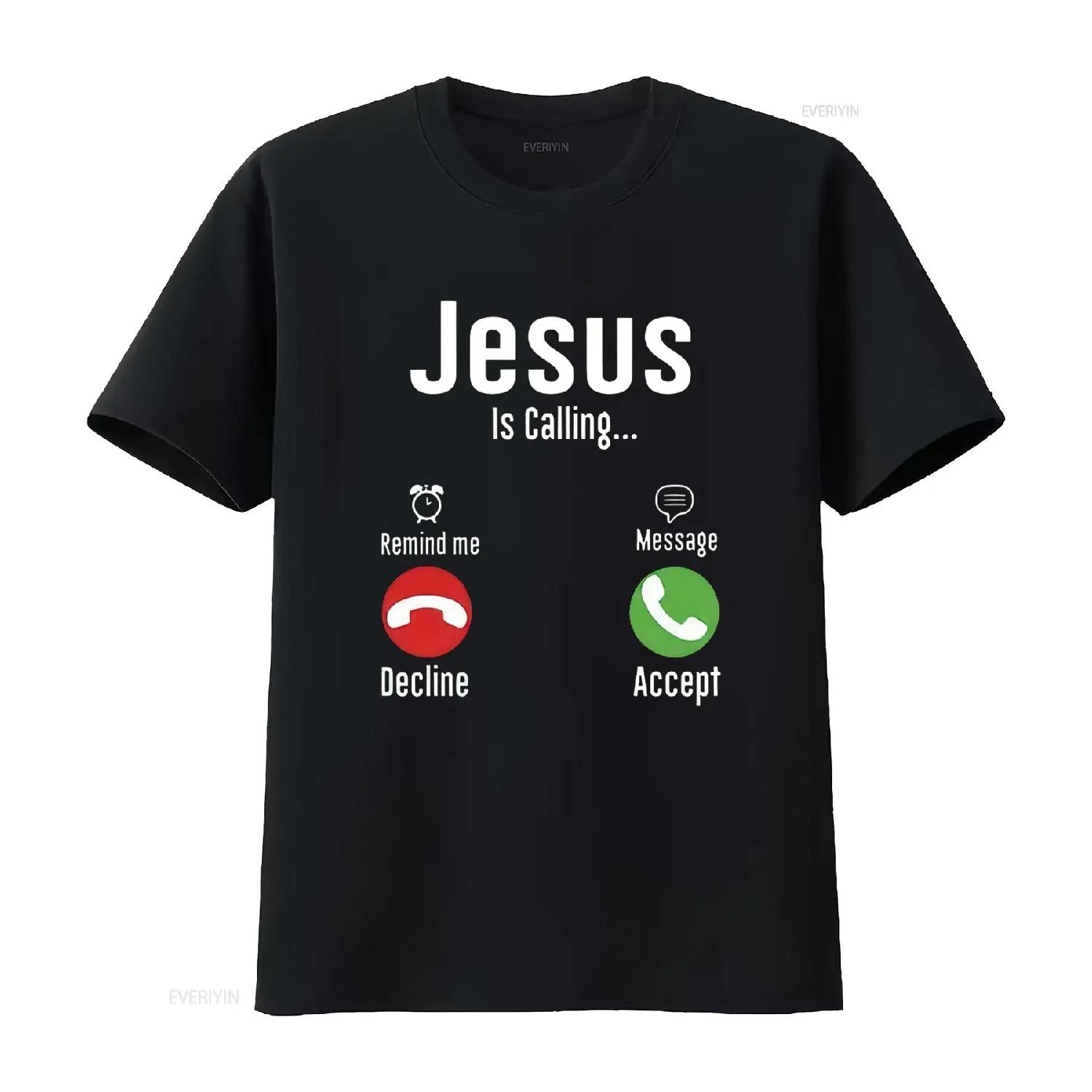 Fashion Jesus Is Calling Print T Shirt Loose  Round Neck Top vintage Washed streetwear graphic Slightly Stretched XXXXXL разноцветный