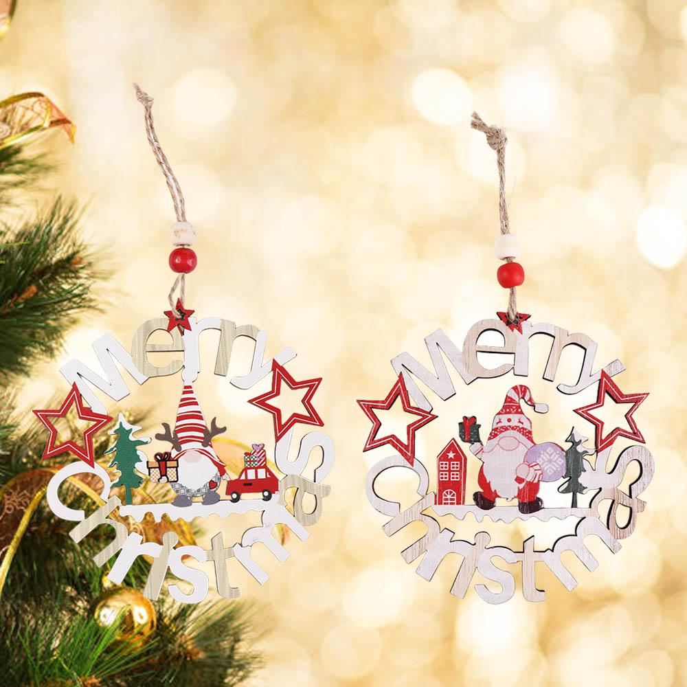 Hollowed Out Christmas Tree Pendant Rudolph Christmas Decoration Christmas Wooden Pendant  Festival