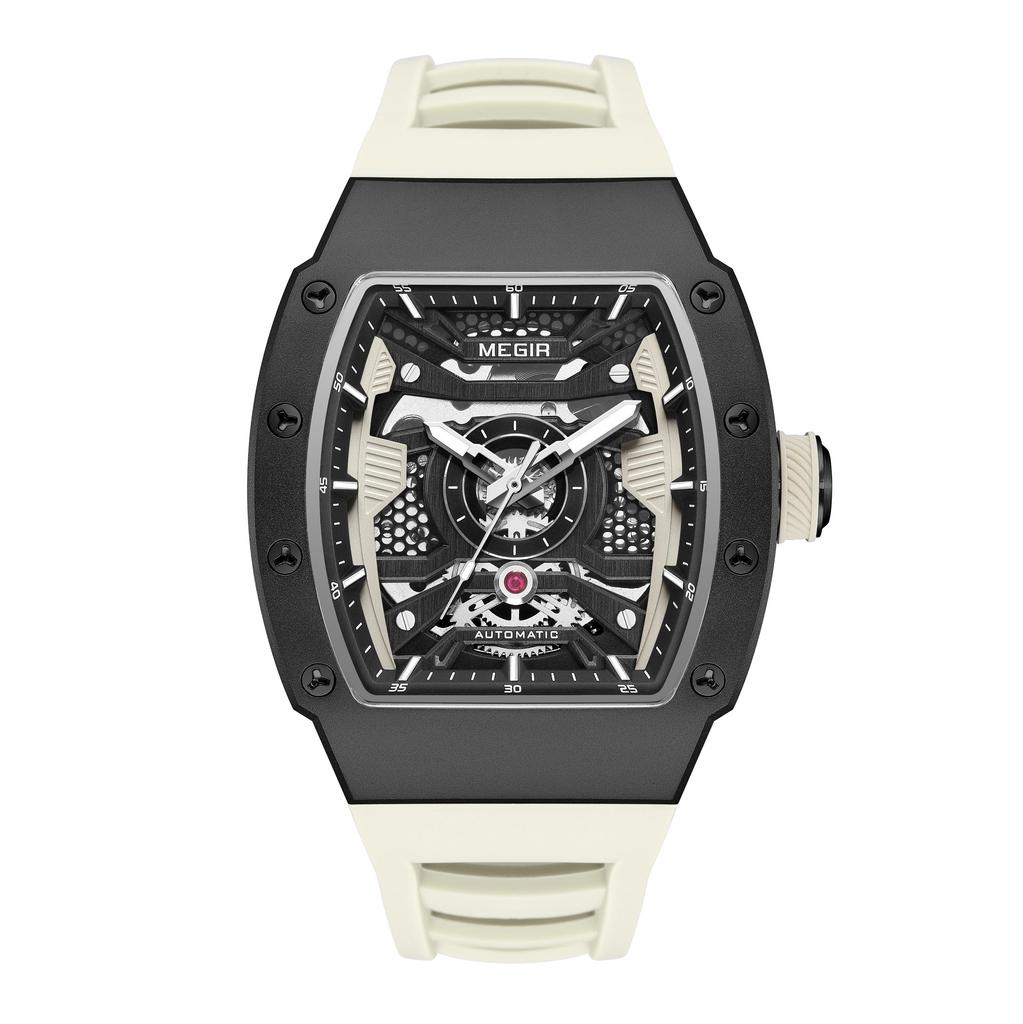 Megir Luxury Men's Automatic Mechanical Watch Waterproof Hollow Out Silicone Strap Sports Wristwatch Clock Reloj Hombre 8604