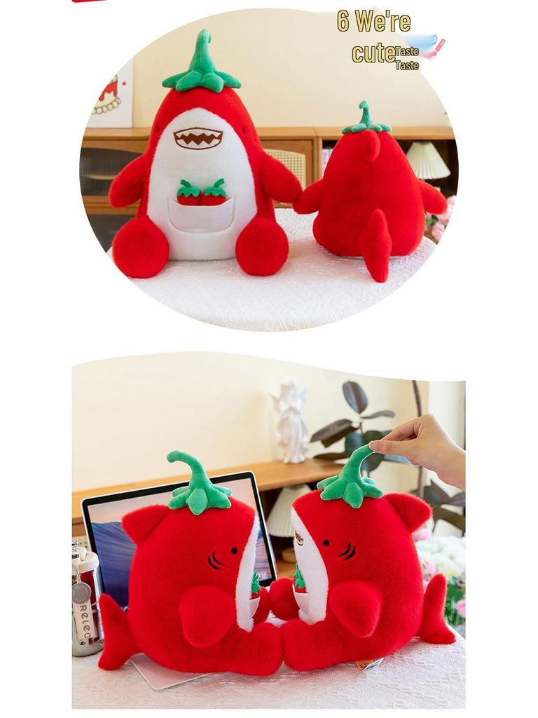 Pernă de pluș Rechin și Ridiche: Păpușă drăguță morcov și iepuraș alb îmbrățișată