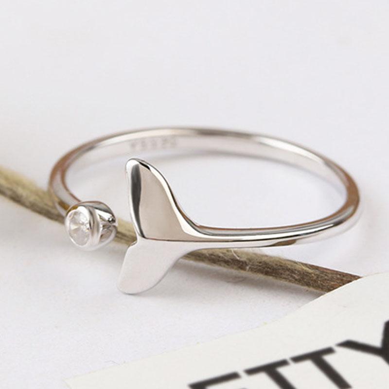 925 Sterling Silver Fish Tail Open Rings For Women Couple Wedding Elegant Luxury Quality Jewelry Accessories Jewellery
