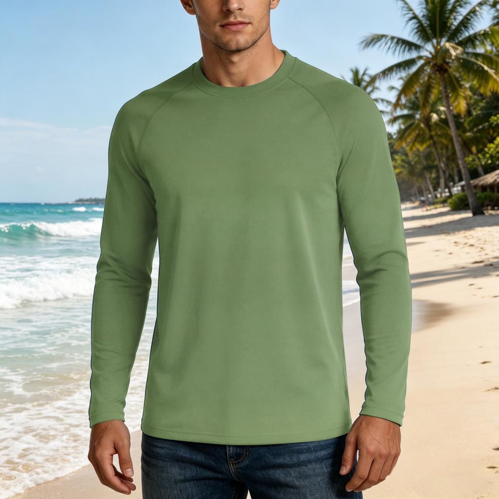 Herren UPF50+ Sonnenschutzshirt Langarm Leichtes Stretchgewebe Outdoor UV-beständiges Oberteil für Sport und tägliches Tragen