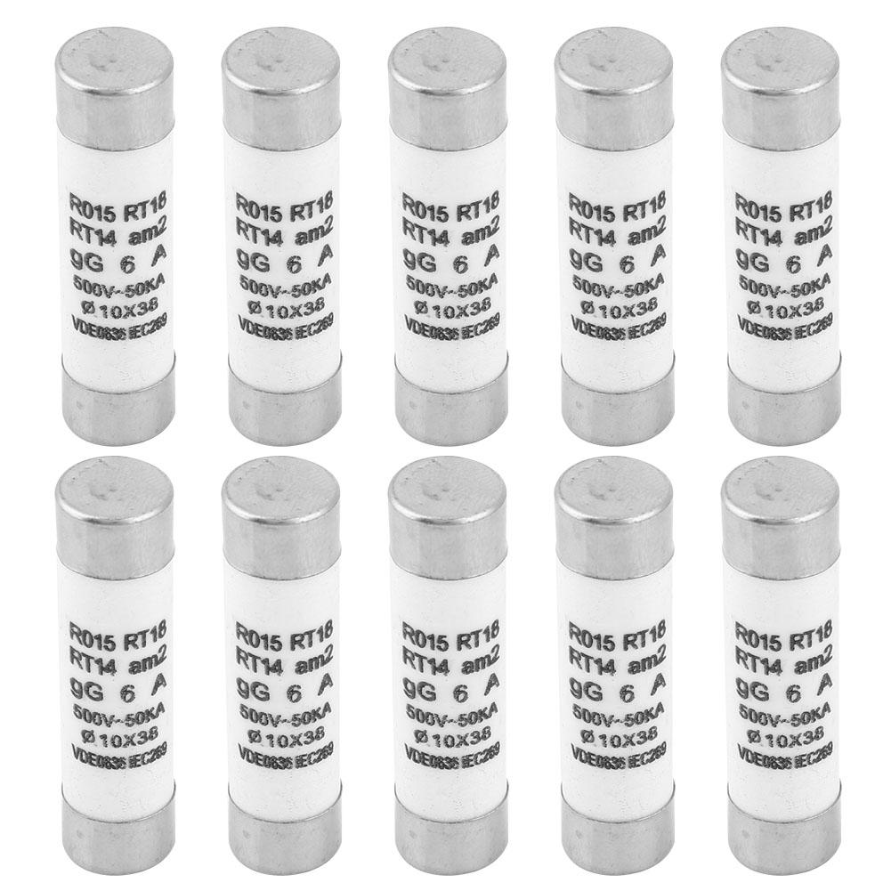 

10Pcs High Breaking Capacity Cylinder Fusewith Indicator Device 10x38 380500VAC(6A)