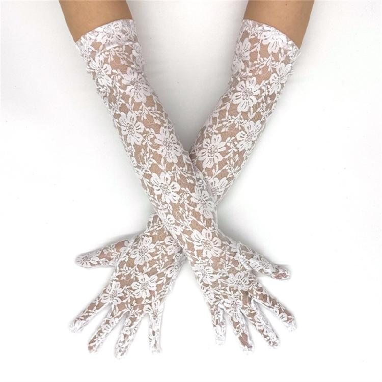 2 paires de Gants Longs en Dentelle Transparente pour Mariage Femmes Mitaines Courtes Fantaisie en Tulle pour Spectacles sur Scène