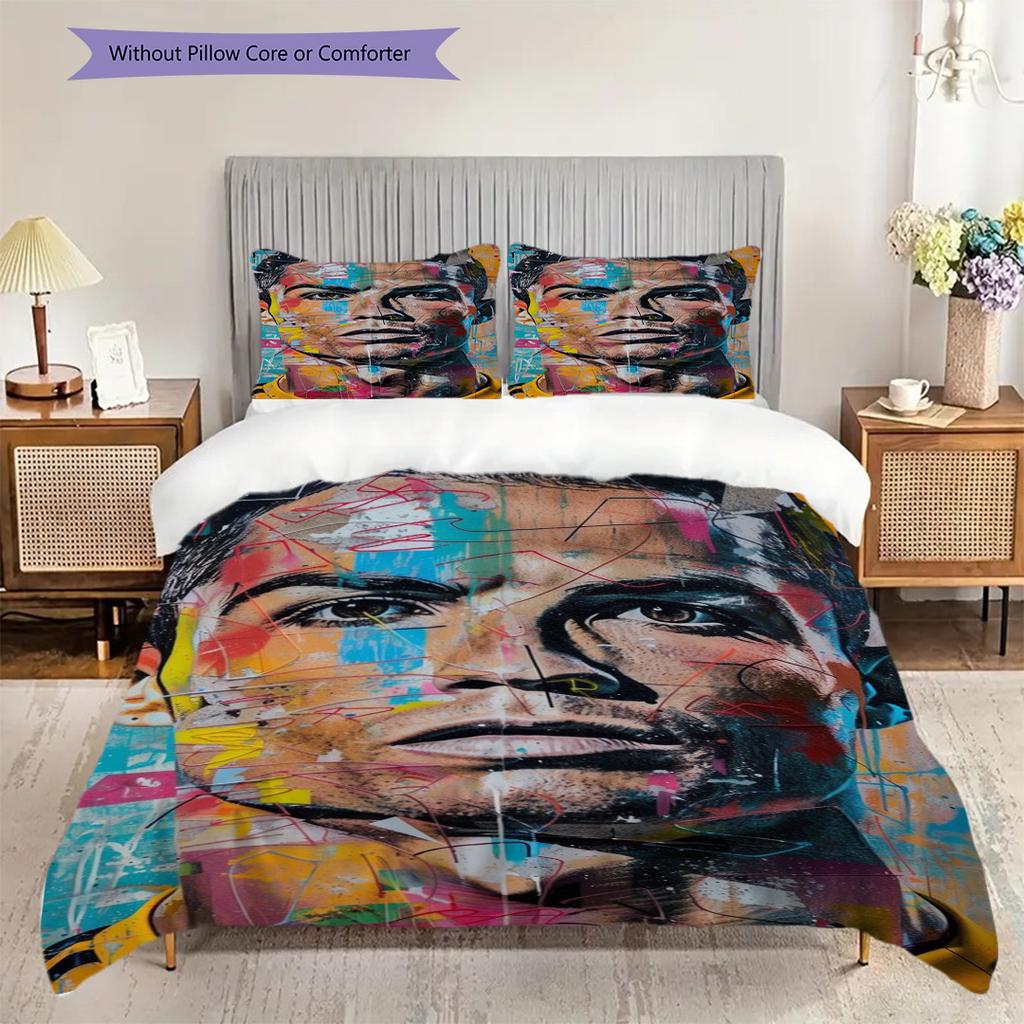 Cristiano Ronaldos Goal Triumph Bedding (1 * duvet cover + 2 * pillowcase, without core) 2D Flat Bedding set Soft and comfortable