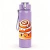 1PC Cinnamon Roll Cartoon Pattern 750ml Color Plastic Sports Water Bottle Leakproof Flip Straw Lid Suitable for Sports Office Home Use