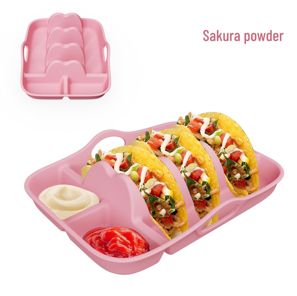 Silicone Taco Plate Holder with Dividers for Burritos and Tortillas