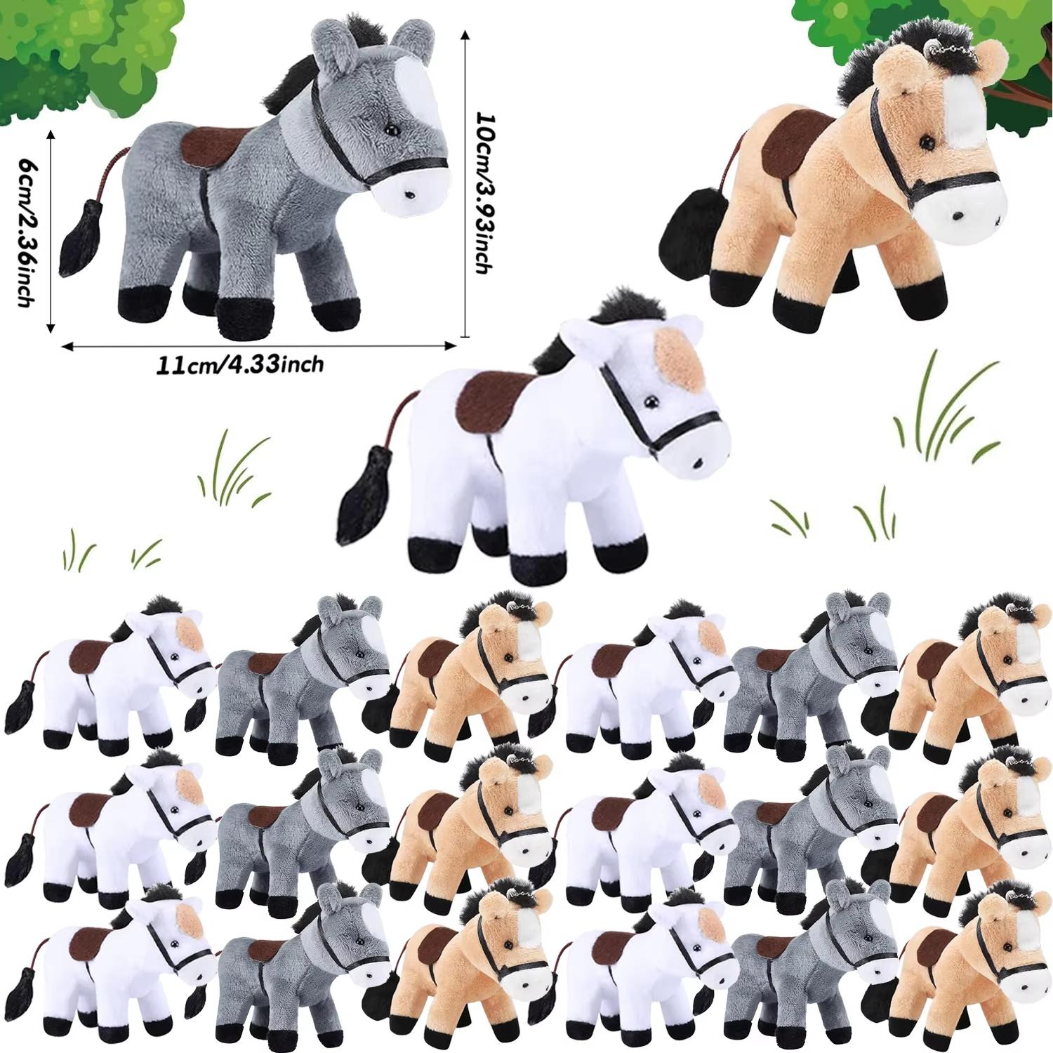 12-120 Stuks 4-inch Paard Knuffeldier Paard Speelgoed Paard Pluche Adopteer een Paard Feest Bedankje Staand Knuffelpaard Mini Pluche Verjaardag 12 PCS