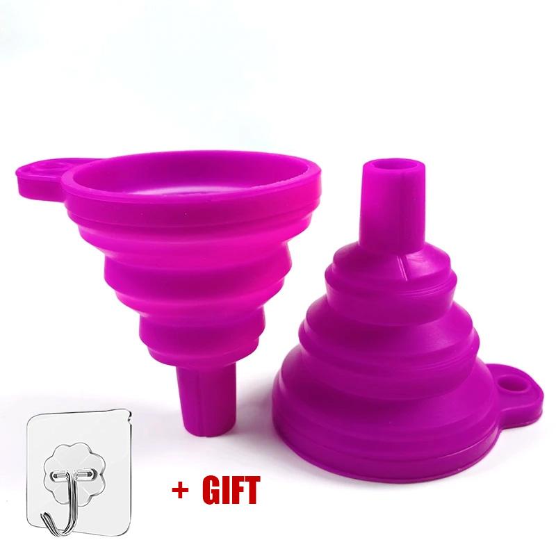 

1pc rose Silicone Funnel Mini Multifunctional Convenient Kitchen Folding And Sub Packaging Tools Kitchen Supplies фиолетовый