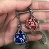 Board Game Acrylic 20D Dice Necklace Metal Net Cage Interchangeable Pendant Dice Necklace Accessories Lovers Fans Gift Props